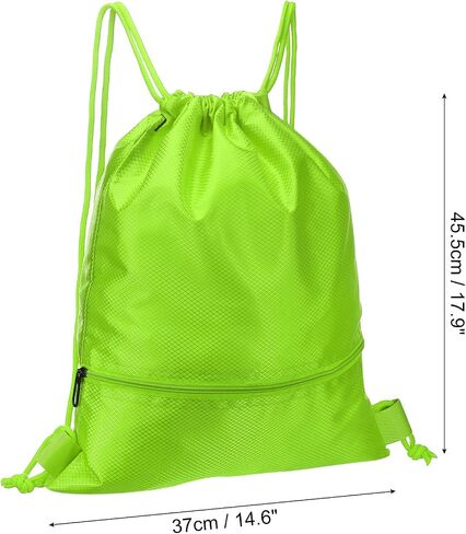 PATIKIL Drawstring Backpack Bag, Drawstring Gym Bag String Backpack with Zip Pocket for Women Men, Green in Saudi Arabia