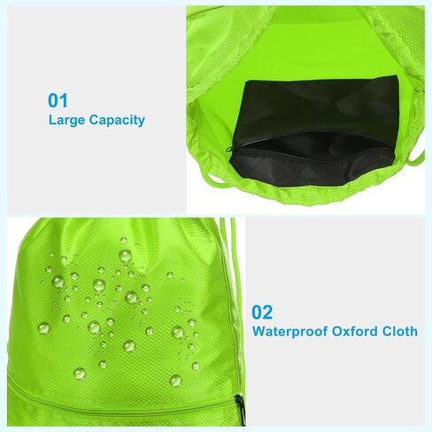 PATIKIL Drawstring Backpack Bag, Drawstring Gym Bag String Backpack with Zip Pocket for Women Men, Green in Saudi Arabia