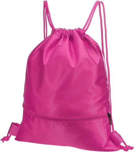 PATIKIL Drawstring Backpack Bag, Drawstring Gym Bag String Backpack with Zip Pocket for Women Men, Green in Saudi Arabia
