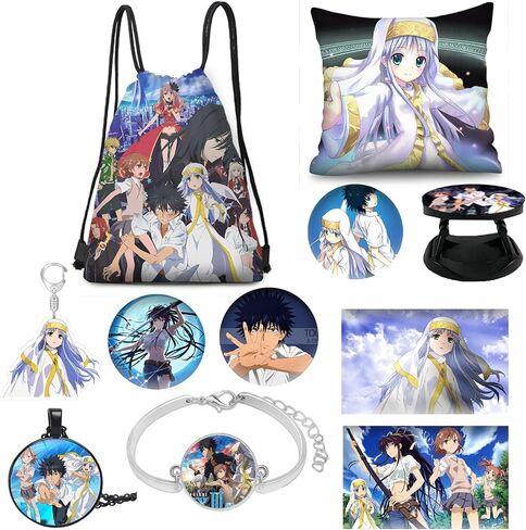 A Certain magical index Gift Set, Drawstring Bag Backpack Button Pin Bracelet Card Stickers Pillow Case for Fans in Saudi Arabia