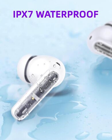 Wireless Earbuds P1 PRO with Translucent Style, Bluetooth Headphones with Clear Call Mics, IPX7 Waterproof Ear Buds Deep Bass, 30H Compatible for Phone Android TV Laptop in Saudi Arabia
