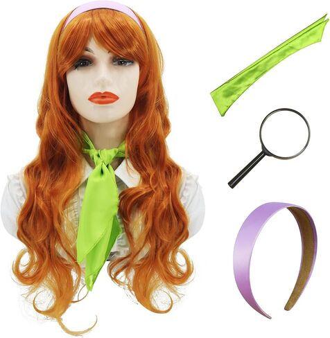 Womens Purple Short Bob Straight Wig with Gems Raven Wig Belt Costume Party Halloween Cosplay Wigs in Saudi Arabia