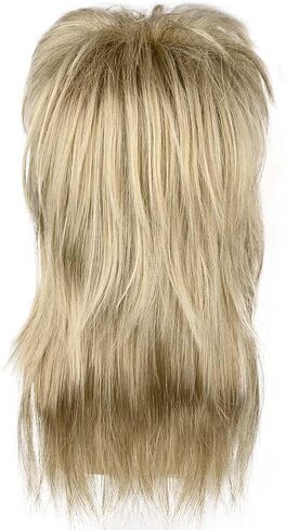 Kavoc Women Rock Diva Costume Wig with Toy Stage Microphone Long Blonde Mullet Wig for 70s 80s Rocker Halloween Cosplay Party in Saudi Arabia
