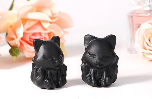 QINJIEJIE 2" Clear Quartz Fox Figurine Natural White Crystals Healing Stone Hand Carved Polished Fox Decor Gemstone Statue Office Room Home Desk Cute Decoration Collectible Gifts for Women in Kuwait