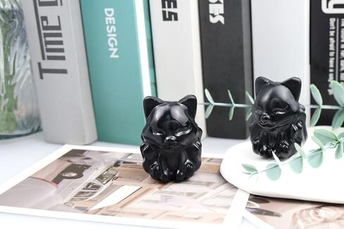 QINJIEJIE 2" Clear Quartz Fox Figurine Natural White Crystals Healing Stone Hand Carved Polished Fox Decor Gemstone Statue Office Room Home Desk Cute Decoration Collectible Gifts for Women in Kuwait