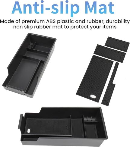 منظم وحدة التحكم المركزية متوافق مع ملحقات Chevy Blazer EV لعام 2024، صندوق تخزين ثانوي لمسند الذراع المركزي مصنوع من مادة ABS مع حامل للعملات المعدنية والنظارات الشمسية in Kuwait