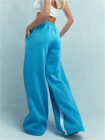 Floerns Women's Drawstring Waist Baggy Sweatpants Contrast Binding Wide Leg Pants in Saudi Arabia