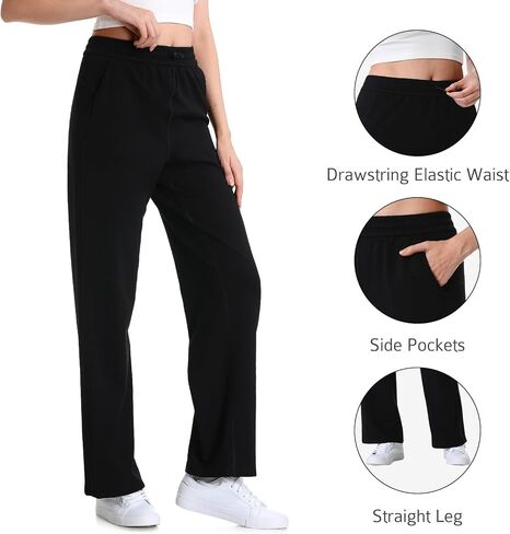 Turnhier Womens Straight Leg Sweatpants High Waisted Athletic Workout Sweat Pants Casual Joggers Lounge Pants with Pockets in Kuwait