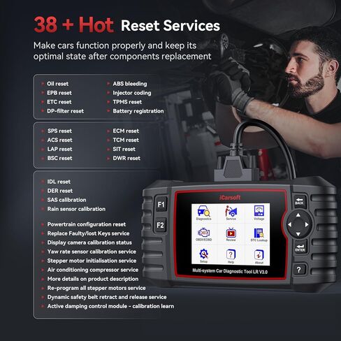 ماسح ضوئي obd2 ثنائي الاتجاه من iCarsoft لسيارة Land Rover/Jaguar، أداة مسح تشخيصي متعمق للأنظمة الكاملة، 38 إعادة ضبط/118 بيانات رسومية، قارئ رمز نقل محرك ABS SRS -LR V3.0 (إصدار محسن) in Saudi Arabia