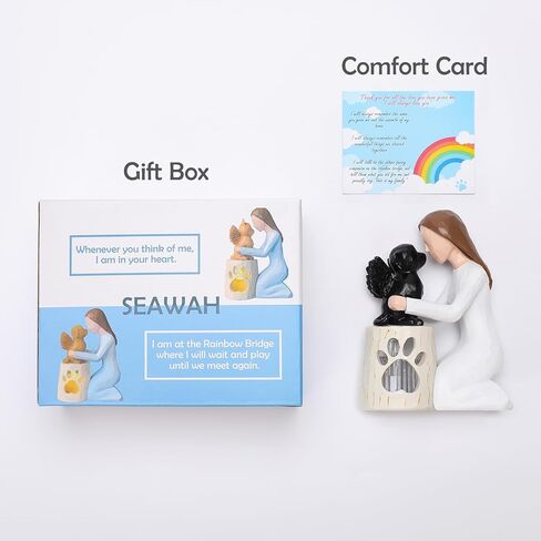 هدايا Seawah التذكارية للكلاب لفقدان الكلب - تمثال حامل شموع الكلب الملاك كهدية تعاطف - هدايا تذكارية للحيوانات الأليفة - هدايا فجيعة للكلاب - هدية تذكارية للحيوانات الأليفة لوفاة الكلب (مع شمعة LED) in Kuwait