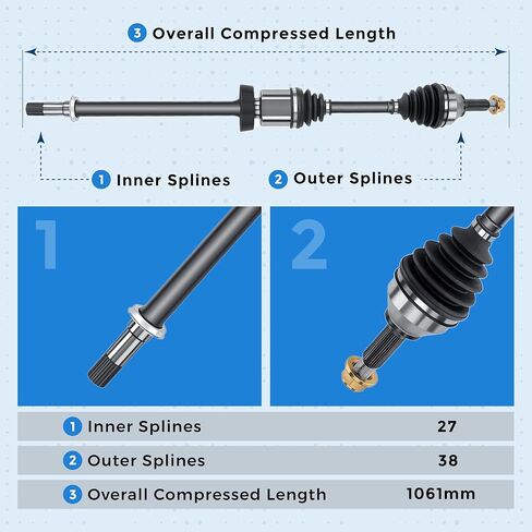 Front Right CV Axle Drive Shaft Assembly for 2008-2013 Ford Taurus Mercury Sable Lincoln MKT 2WD Non-Turbo in Saudi Arabia