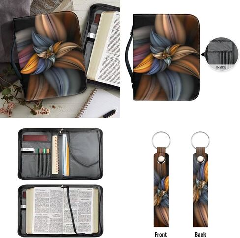 Kuiaobaty Flower Print Leather Bible Covers with Matched Leather Keychain Bible Case with Handle Large Protective Carrying Bible Cover Bag for Women Men Kids Tote Organizer for Bible Books Tablet in Kuwait