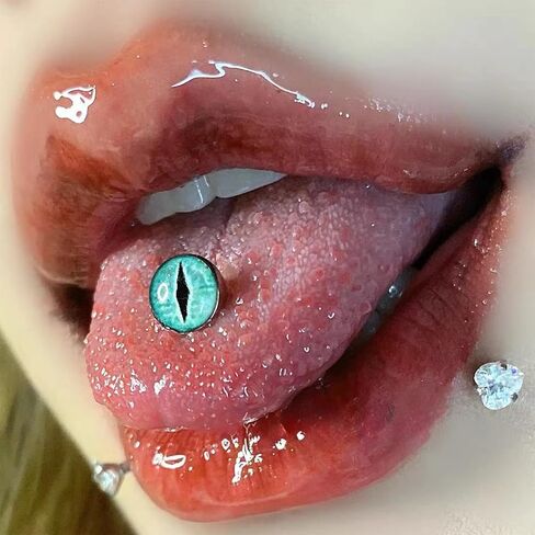 14G Titanium Tongue Rings Dainty Eyes Tongue Rings Hypoallergenic Tongue Piercing Jewelry Lip Stud for Cartilage/Tragus/Helix/Conch/Nose/Lip in Kuwait