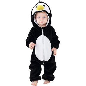 Unisex Baby Flannel Romper Animal Onesie Pajamas Costume Hooded Cartoon Outfit Suit