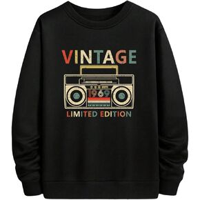 SHENHE Men's Graphic Crew Neck Sweatshirt Letter Print Long Sleeve Loose Sweatshirt Top