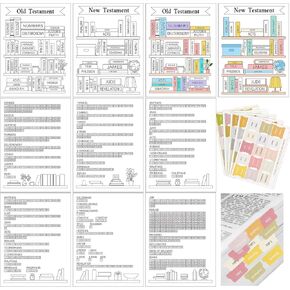 Janlaugh 13 Pcs Bible Reading Tracker with Tabs for Women Men Books of The Bible Checklist Old and New Testament Reading Page Markers Study Stickers Christian Bookmark