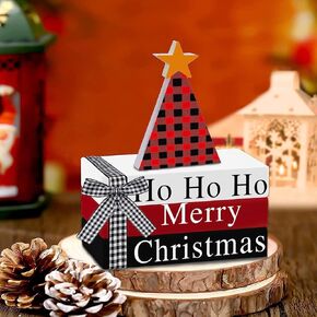 Christmas Tiered Tray Decor 10Pcs, Griin-ch Christmas Decorations Farmhouse Christmas Table Centerpieces Decor Wooden Sign, Rustic Christmas Ornaments Crafts for Holiday Kitchen Shelf Fireplace Party
