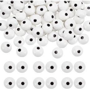 PH PandaHall 100pcs Black White Eyes Cabochons 13mm Resin Eyes Half Round Animal Eye Tiles for Amigurumi Puppet Teddy Bear Crochet Plush Animal Making Clay Sculptures Puppet Halloween Decorations
