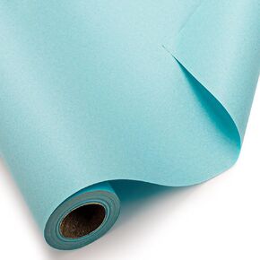 Burymento Kraft Wrapping Paper Roll - 17 Inch x 32.8 Feet 1 Roll, Double-Sided Soild Color Kraft Paper Gift Wrap for Baby Shower Bridal Shower Birthdays Christmas Easter Craft Project （Light Blue）
