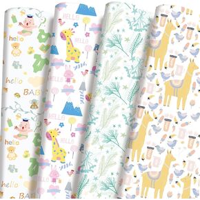 PlandRichW Christmas Wrapping Paper Folded 12 sheets for Kids Adults, 20 x 29 Inches Gift Wrap Paper Plaid, Barn, Red Truck, Moose, Woodland Scenes Designs
