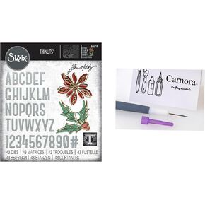 Tim Holtz Sizzix Vault Seasonal Sketch Thinlits Die Set (666719), 43 Dies, Carnora Die Release Gadget