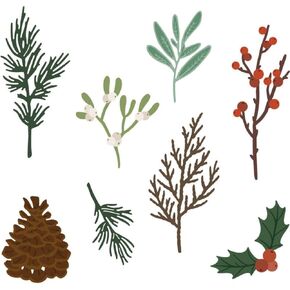 Briartw Leaves, Mistletoe, Pine Nuts, Pine Leaves Metal Cutting Dies Set DIY Scrapbooking Embossing Stencils Card-Making,Album,Die-cuts DIY Paper Greeting Gift Cards