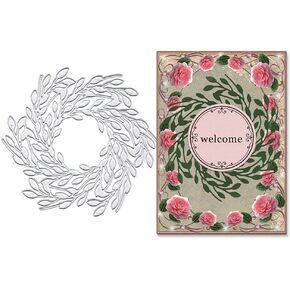 ALIBBON Christmas Wreath Die Cuts for Card Making, Wreath Cutting Dies Metal Template Molds, Wreath Background Dies for Crafting DIY Photo Album Paper Embossing Scrapbooking Supplies