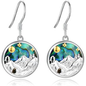 Abalone Mountain Earrings S925 Sterling Silver Mountain Earrings For Women Mountain Dangle Earrings Nature Abalone Mountain Jewelry Gifts For Campers Climbers Nature Lover