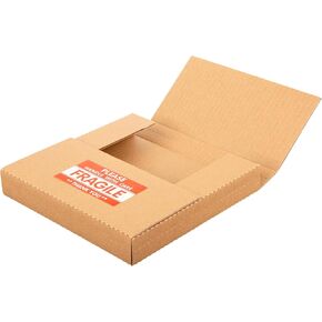 45 RPM 7 Inch Vinyl Record Mailers, 7.5"L x 7.5"W x 1"H Kraft Corrugated Cardboard Shipping Boxes for Mailing Packaging Moving Storage, with Fragile Stickers, 25 Pack