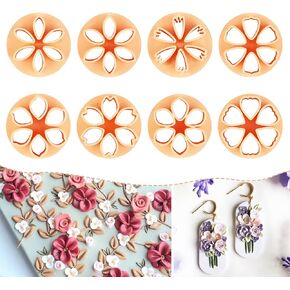Puocaon Petal Polymer Clay Cutters - 20 Pcs Petal Clay Cutters for Polymer Clay Earrings, 30 Pcs Pistil Brass Charms 4 Petal Texture Clay Molds for Polymer Clay Jewelry, Flower Clay Jewelry Supplies