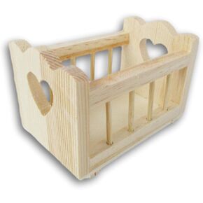 Craft Supply Dollhouse Baby Cradle Crib Miniature Unfinished Wood for Dollhouses, Displays, Crafting, & DIY - 3.3 x 2.5 Inches, Brown, Medium