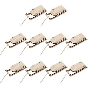 Beavorty 10Pcs Christmas Sled Ornaments Mini Sleighs Dollhouse Furniture Wooden Sleigh Model Toy Tree Hanging Decorations for Xmas Tree Dollhouse Decor Beige