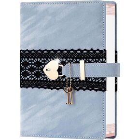 CAGIE Diary with Lock for Girls, Velvet Cover Girls Diary, A5 100 GSM Lock Journal for Writing with Heart Shaped Lock and Keys, Lock Journal Gift Ideas for Girls Women Teen, 224 Pages, Grey