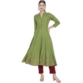 Yash Gallery Women's Rayon Floral Printed Anarkali Kurta