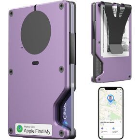 Air Wallet, Minimalist Wallet with Built in Airtag Chip, RFID Blocking Credit Card Holder, Slim Wallet For Women, Compatible with Apple Find My iOS Only, Trackable wallet,GPS wallet（Purple）