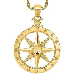 IceCarats 14K Solid Yellow Gold North Star Compass Necklace Nautical Charm Pendant
