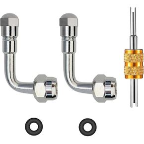 Valve Stem Extenders,45 Degree 90 Degree 135 Degree Tire Valve Extension Compatible for Dual Wheels Passenger Cars, RV, Stroller, Bicycles, Motorcycles and Trailers (2 Pack 135 Degree)