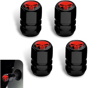 4 PCS Car 0.7" x 0.4" Skull Tire Valve Cap, Universal for Cars Valve Core Metal Dust and Leakproof Cover (White)