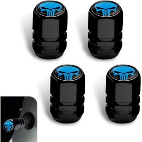 4 PCS Car 0.7" x 0.4" Skull Tire Valve Cap, Universal for Cars Valve Core Metal Dust and Leakproof Cover (White)