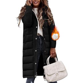 Winter Coats for Women-Puffer Jacket Hooded Warm Winter Long Coat Thickened Down Alternative Jacket Outwear