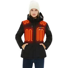 Venustas Women's Heated Jacket with Battery, 20-Hour Runtime, Winter Electric Heating Coat with Detachable Hood, Slim Fit