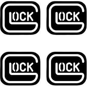 Pack of 4 Safe Action Gun Pistol Vinyl Decal Stickers, Black/White