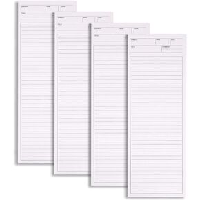 4 Pack Lined Paper Notebook, 9.8 × 3.5 inches Long Strip Notepad, Personalized Memo Pads for Planning, Tasks, Appointments, Reminders, Home, Office, 50 Sheets Per Note Pads (Lined)