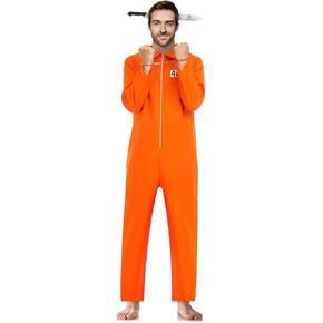 Halloween Costumes for men – Prisoner Costume Men – Orange Prisoner Jumpsuit, Scary Headband, Handcuffs