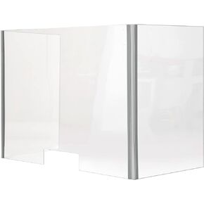 M&T Displays Foldable Sneeze Guard with Slot Cough Barrier Protective Shield Portable Student Desk Divider Screen Clear Table Panel for School 22x18x11 Inch