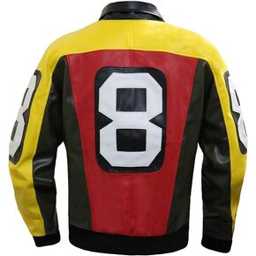 8 Ball Pool Bomber Jacket- Faux Leather Seinfeld David Puddy Eight ball Lettermen Jacket - 90's Leather Bomber Jacket