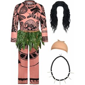 Adult Halloween Costume Set for Ocean Theme Costume Men Printed Tattoos Costume for Halloween Hawaii Costume Party