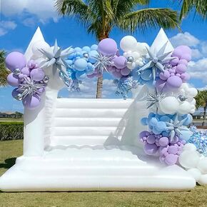 13ft White Bounce House Commercial Grade 100% PVC White Bouncy Castle for Wedding Memorable Birthday Parties & Event