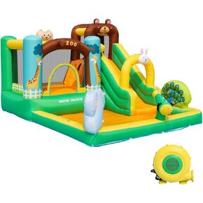Inflatable Water Slide, Bounce House for Kids 3-6, Inflatable Water Park with Splash Pool, Jump House with Waterslide, Bouncy Castle for Wet and Dry