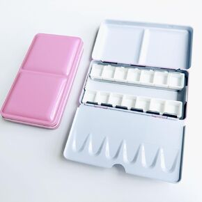 Empty Watercolor Tins Box Palette Paint Case, with 12 Pcs Half Pans (Black)